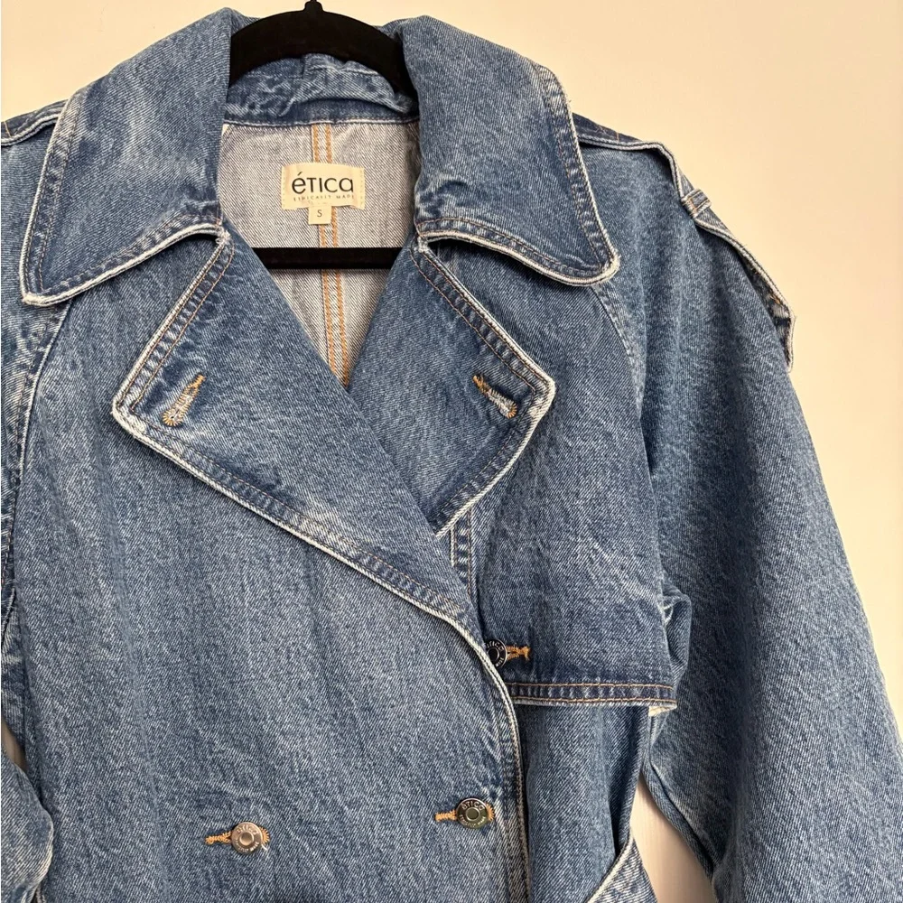 ETICA denim Jacques Trench Coat ✨NWT $398 Small - Picture 7 of 13